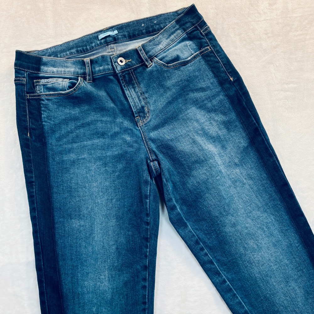 J.McLaughlin Womens Tuxedo Stripe Straight Leg Jeans Blue Denim Size 8